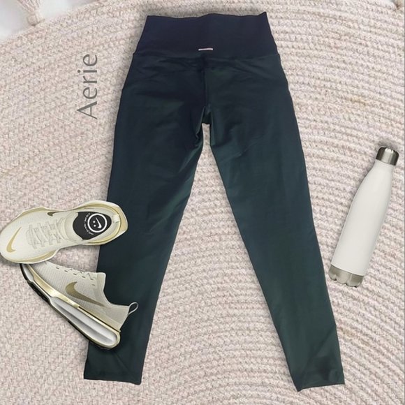 Aerie- Chill Play Move High Waisted Moto Ribbed Mesh Ankle Legging- M - Picture 1 of 10